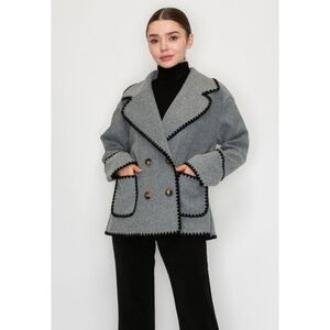 Gray Double-Breasted Women's Coat